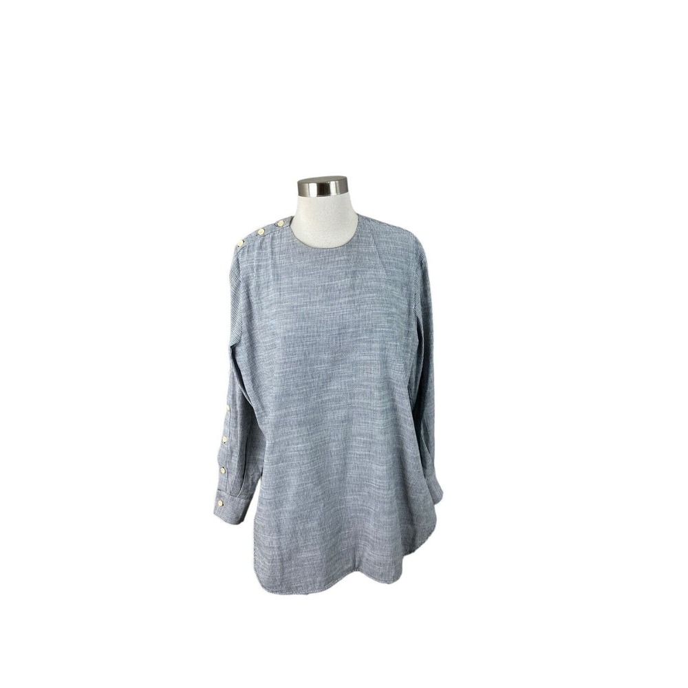 Roucha B 6-8 Ticking Stripe Button Sleeve Detail Oversized Lagenlook Tunic